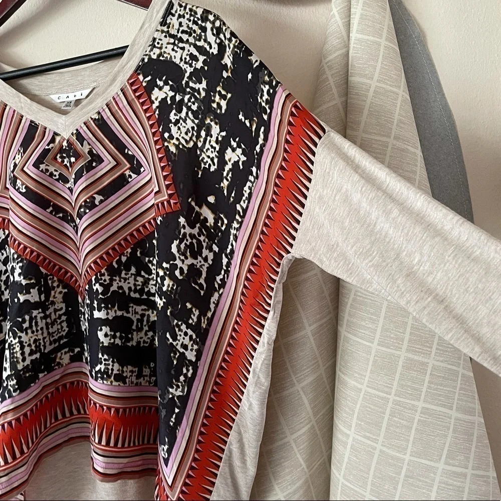 CAbi #768 Geometric Scarf Blouse